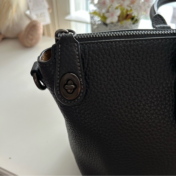Coach Black Pebble Leather Cara Satchel NWT - Picture 8 of 16